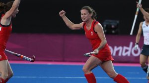 Sarah Thomas celebrates